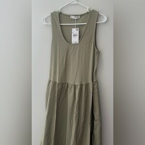 Mango Ribbed Olive Green Tank Dress -NWT